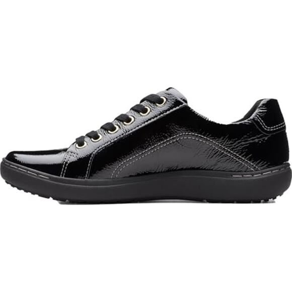 NWT Clarks Women's Nalle Lace Sneaker, Black Patent Synthetic, 6.5 - Picture 3 of 6